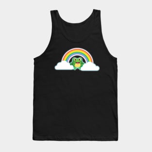 fabulous pride frog smiling under rainbow clouds Tank Top